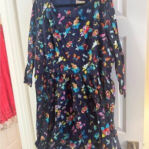 Lindy Bop Blue and Pink Long Sleeve Sundress